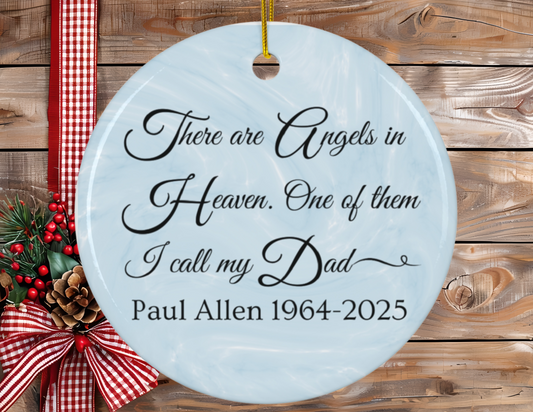 Loss of Dad Sympathy Ceramic Ornament, Empathy Gift Heaven, Memorial Christmas Tree Decoration, Condolence Angel Keepsake, Bereavement Gifts