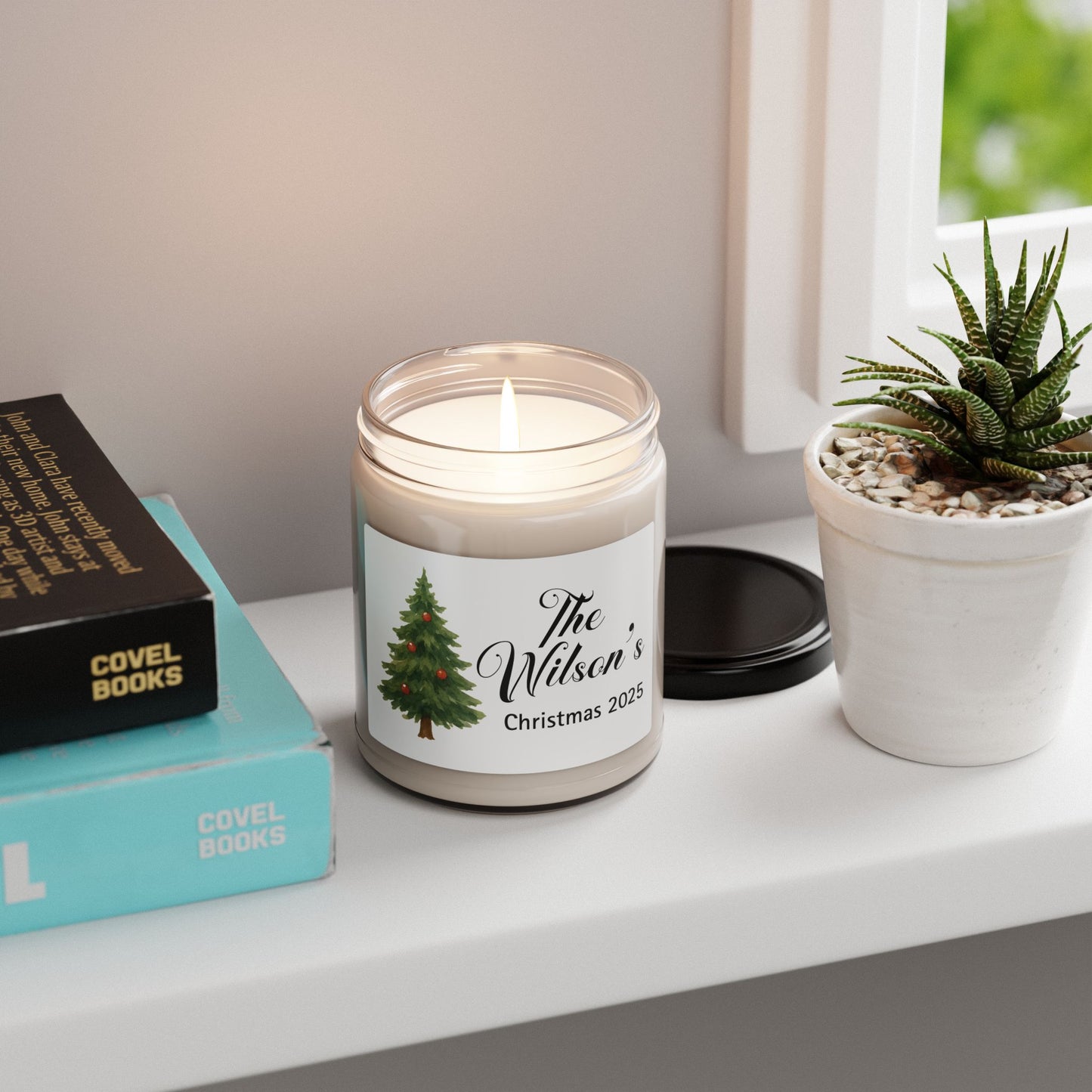 Christmas Tree Personalized Scented Soy Candle, Holiday Gift For Families, Custom Family Name Candle, Festive Christmas Decor, 9oz Candle