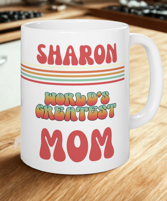 Personalized Mom Gift Ceramic Mug, Retro Coffee Cup, Custom Mama Birthday Present, Mommy Christmas Mug, Unique Mother Gift from Kids