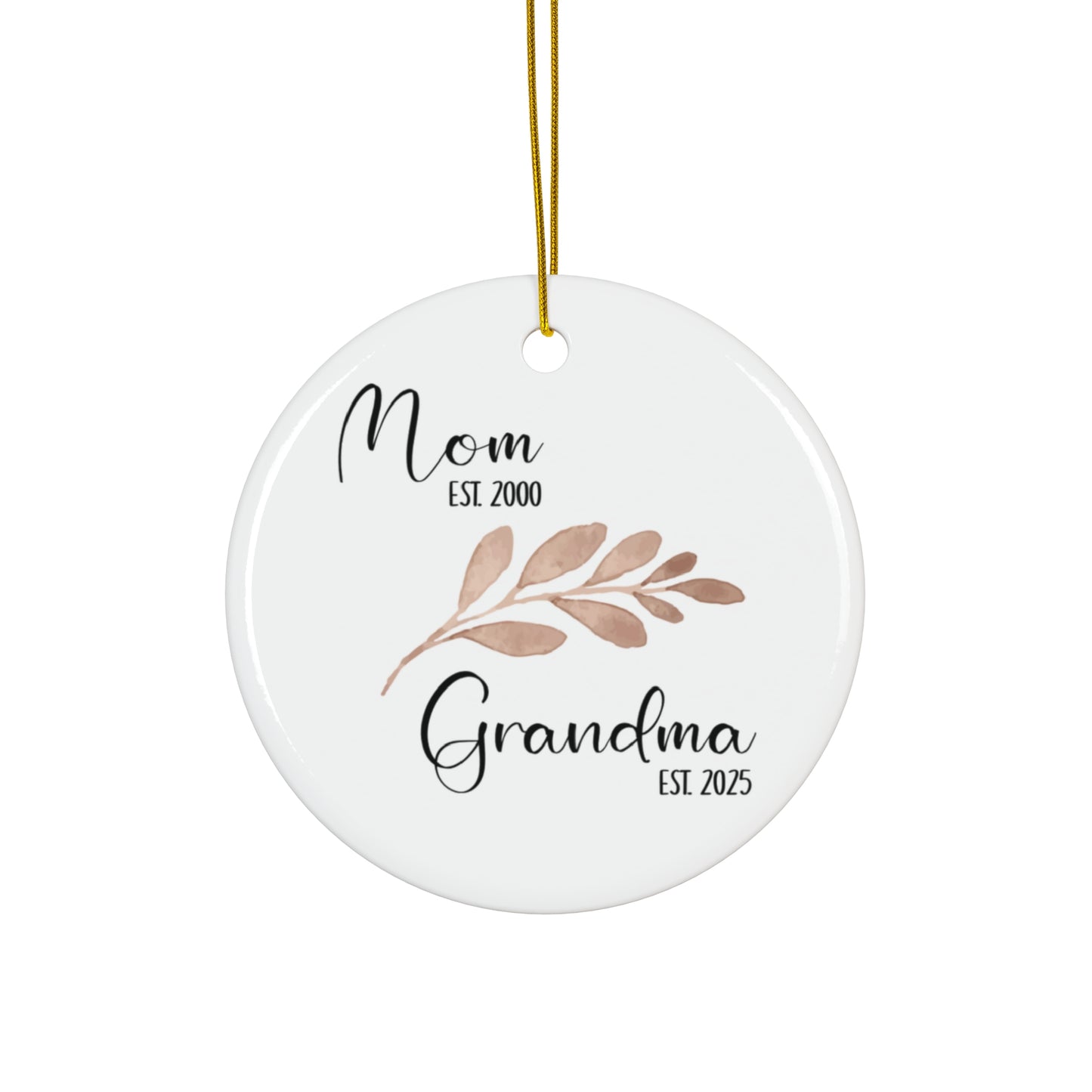 Ceramic Ornament, Botanical Leaf Design, Gift For Mom, Gift For Grandma, Tree Decor, Holiday Gift, Christmas Gifts For Grandmother