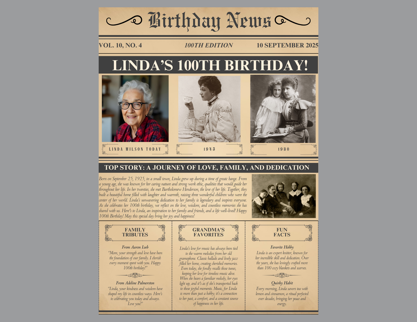 Custom Birthday Newspaper, Template Canva, Editable Birthday Poster, Milestone 100th Birthday Sign, DIY Birthday Keepsake Printable