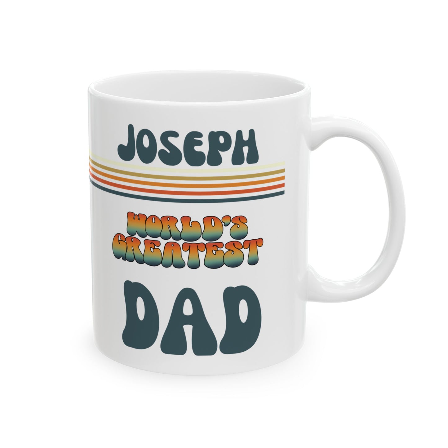 Personalized Dad Gift Ceramic Mug, Retro Coffee Cup, Custom Papa Birthday Present, Daddy Christmas Mug, Unique Father Gift from Kids