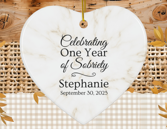 Sobriety Ornament, Milestone Gift, Important Date Keepsake, Sober Anniversary Decoration, Memorial Gifts for Him, Sobriety Celebration